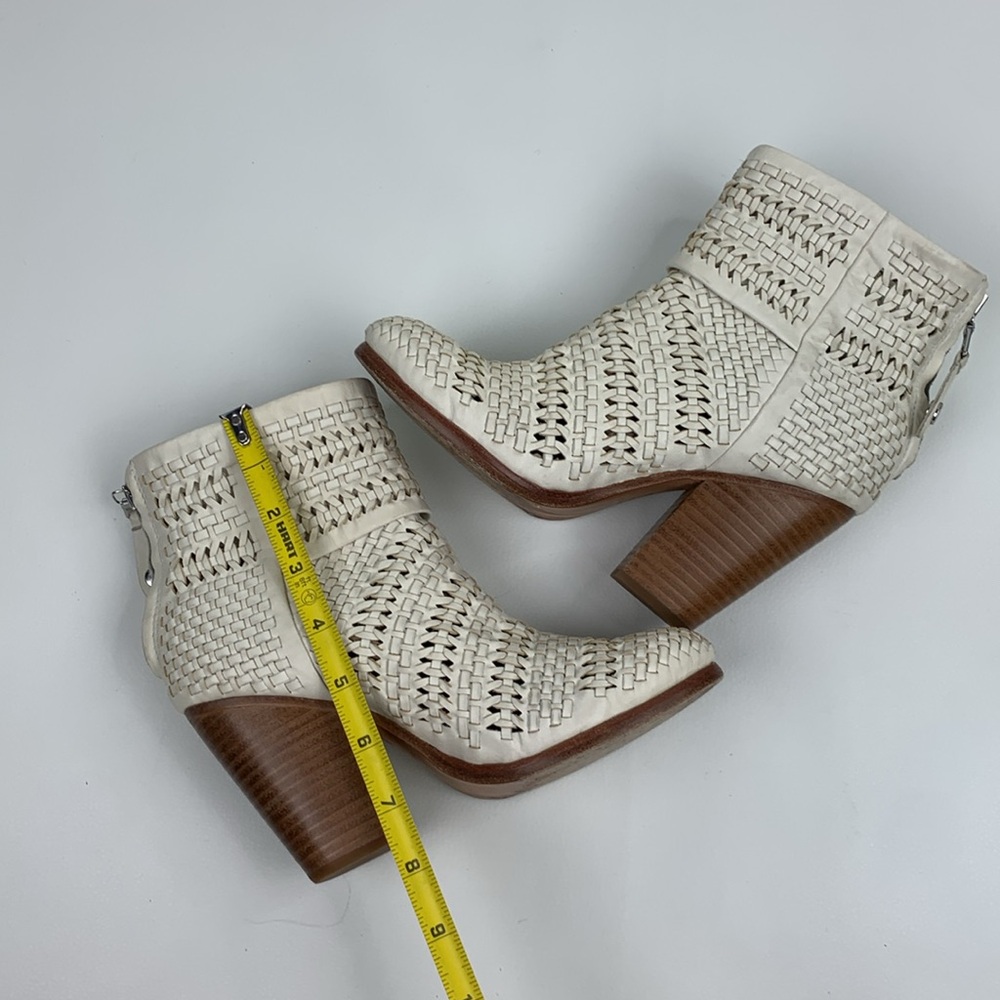 Rag & Bone NY leather heeled Creme woven Ankle Boots booties Size 36 Zip up - Picture 14 of 16